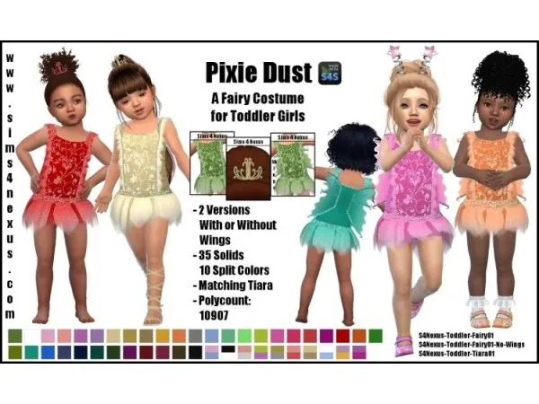 Alpha Pixie Dust A Fairy Costume for Toddler Girls by sims4nexus - The Sims 4 Custom Content