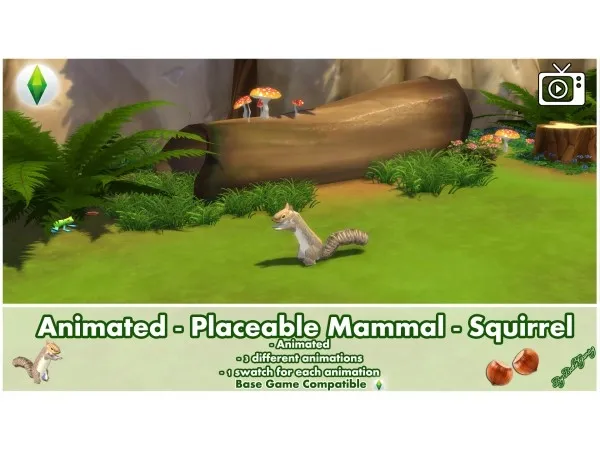 Mix Animated Placeable Mammal Squirrel by Bakie - The Sims 4 Custom Content
