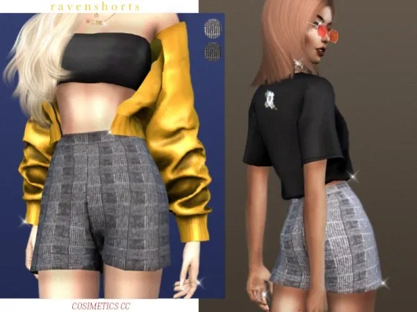 Alpha R A V E N S H O R T S by cosimetics - The Sims 4 Custom Content