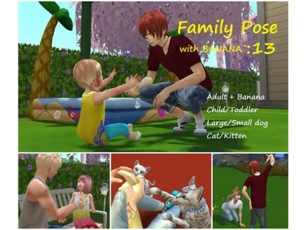 Alpha FamilyPose 13 Banana by simsfinds - The Sims 4 Custom Content