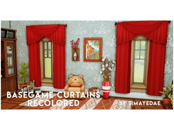 Maxis Match BG curtains recolored by simayedae - The Sims 4 Custom Content