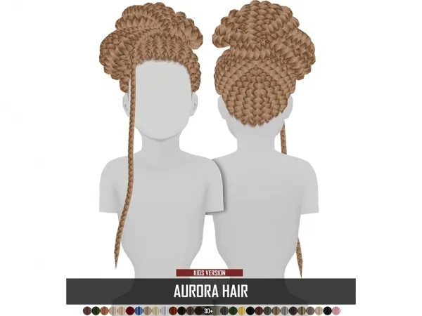 Alpha AURORA HAIR KIDS VERSION by redheadsims - The Sims 4 Custom Content