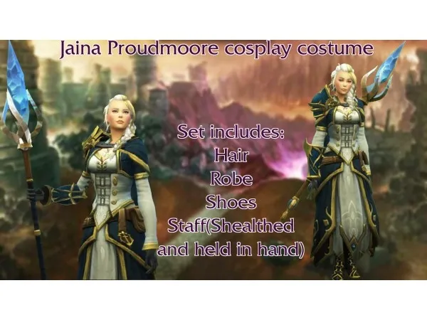 Alpha Lady Jaina Proudmoore costume by ivkasims - The Sims 4 Custom Content