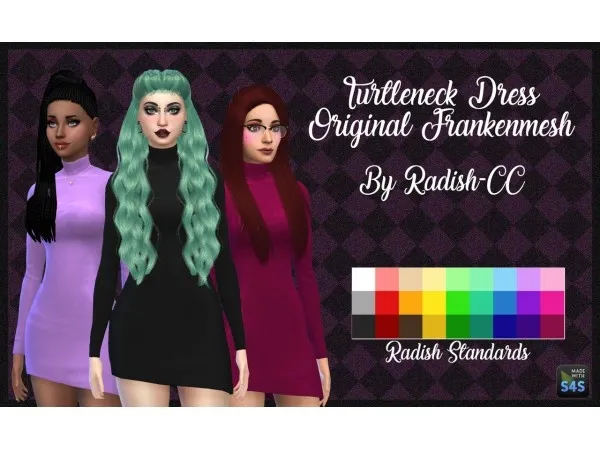 Maxis Match Radish Turtleneck Dress by radish - The Sims 4 Custom Content
