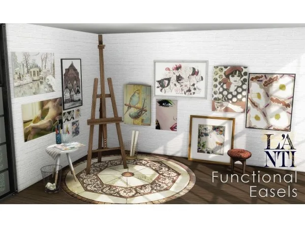Alpha Functional Easels by Lanti - The Sims 4 Custom Content