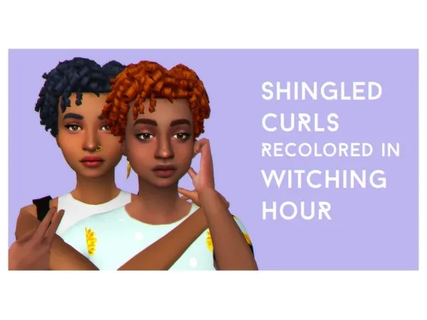 Maxis Match SHINGLED CURLS RECOLORED IN THE WITCHING HOUR PALETTE by simsfinds - The Sims 4 Custom Content