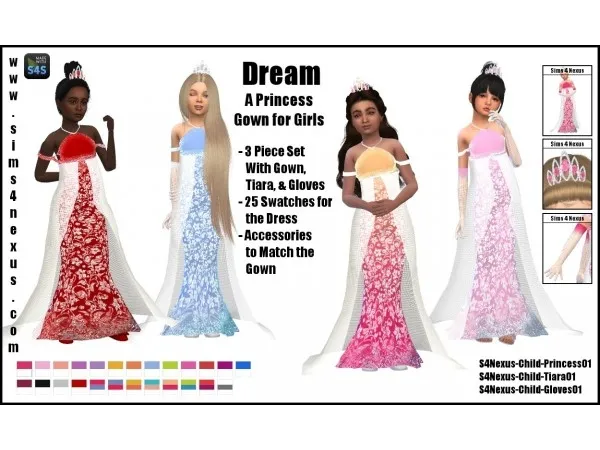Alpha Dream A Princess Gown for Girls by sims4nexus - The Sims 4 Custom Content