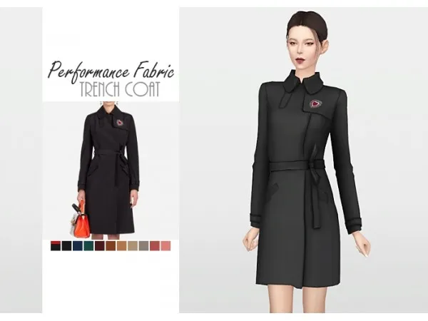 Maxis Match Performance Fabric Trench Coat by waekey - The Sims 4 Custom Content