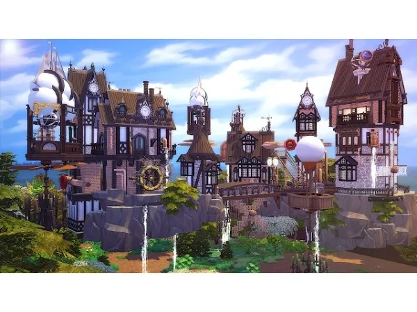 Maxis Match FLOATING STEAMPUNK HOUSE by kaibellvertsims - The Sims 4 Custom Content