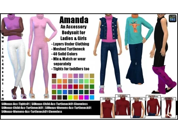 Alpha Amanda A Bodysuit for Girls Ladies by sims4nexus - The Sims 4 Custom Content