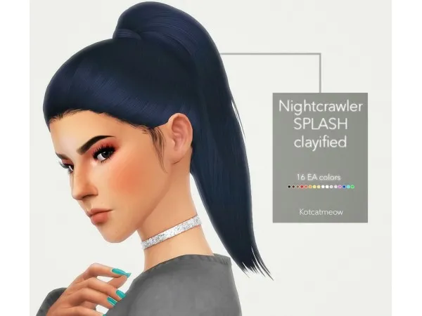 Maxis Match Nightcrawler Splash Hair Clayified by kotcatmeow - The Sims 4 Custom Content