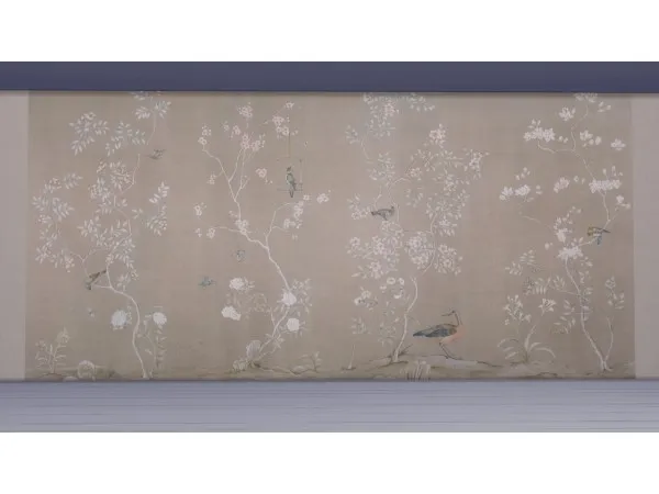 Alpha Chinoiserie Wall Murals girl100 by green - The Sims 4 Custom Content
