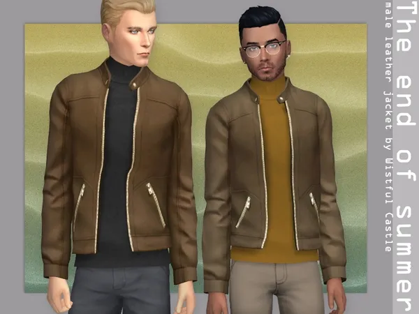 Maxis Match TEOS male leather jacket - The Sims 4 Custom Content