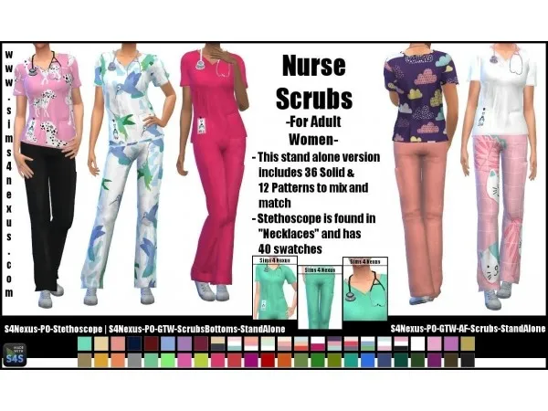 Maxis Match Female Nurse Scrubs Project Override by sims4nexus - The Sims 4 Custom Content