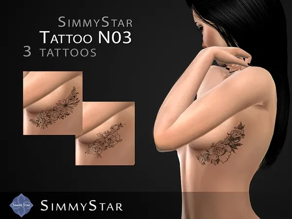 Mix SimmyStar tatoo N03 - The Sims 4 Custom Content