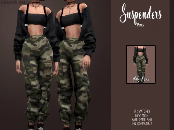 Alpha BR sims Suspender pants (Bottom) - The Sims 4 Custom Content