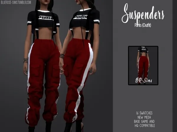 Alpha BR sims Suspender pants (Outfit) - The Sims 4 Custom Content