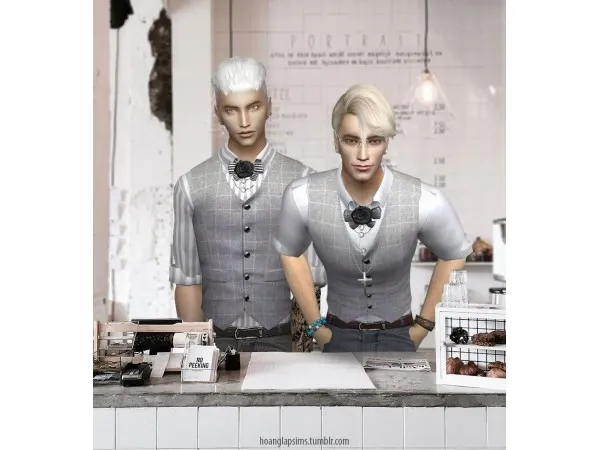 Alpha Cute Waiter outfit ( ) by hoanglapsims - The Sims 4 Custom Content