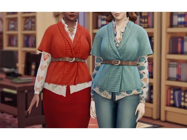 Maxis Match Elliesimple Belted Sweater Recolor by missrubybird - The Sims 4 Custom Content