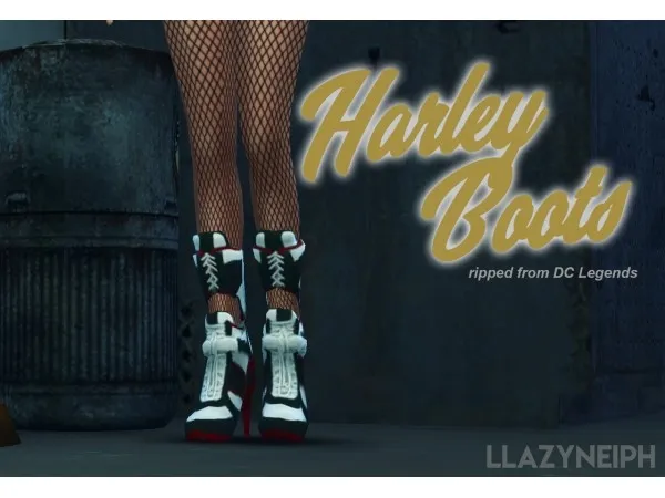 Alpha HARLEY QUINN BOOTS by llazyneiph - The Sims 4 Custom Content