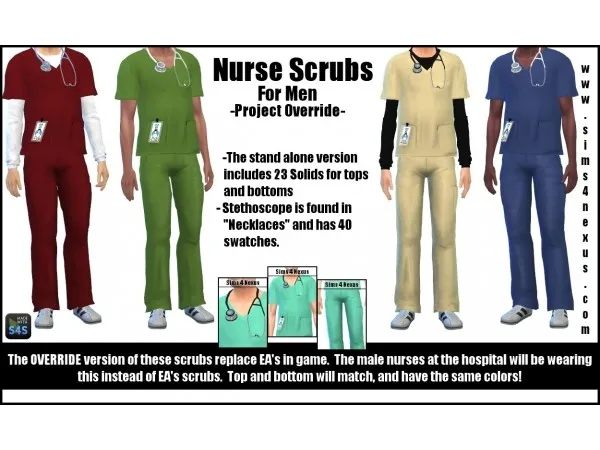 Alpha Male Nurse Scrubs Project Override by sims4nexus - The Sims 4 Custom Content