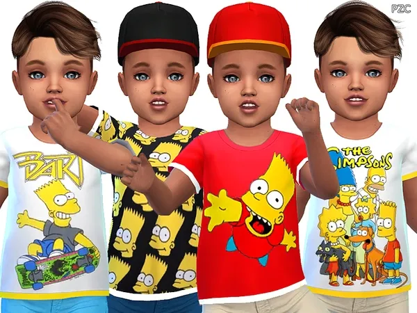 Alpha The Simpsons Toddler T shirts Collection - The Sims 4 Custom Content