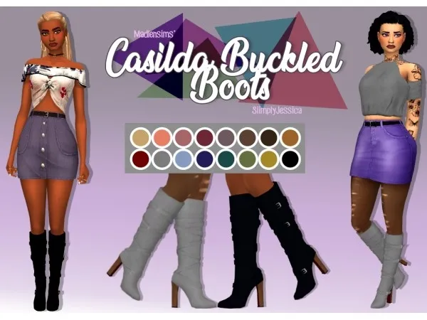 Alpha Casilda Boots w Many Buckles by siimplyjessica - The Sims 4 Custom Content