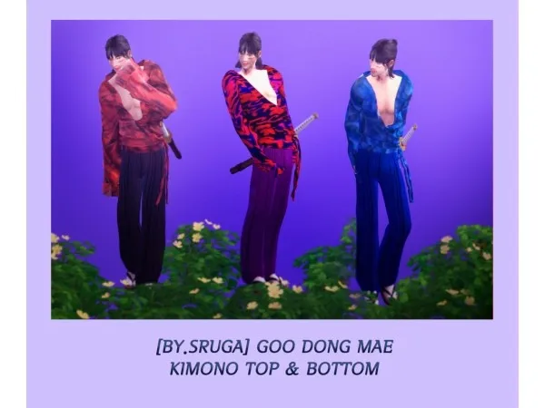 Alpha [bysruga] goo dong mae kimono top bottom (M) - The Sims 4 Custom Content