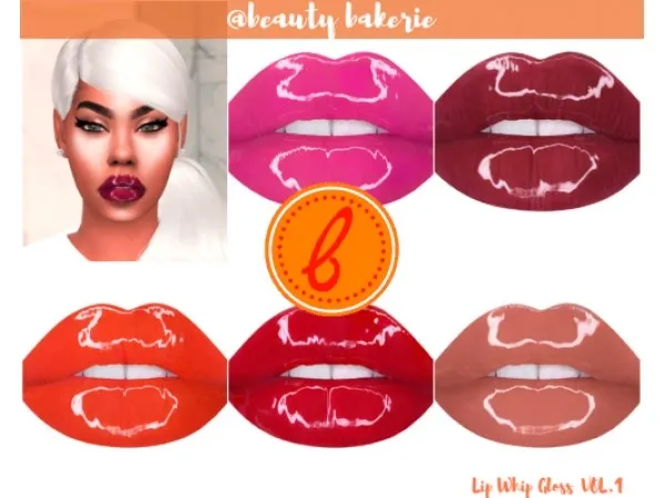 Alpha BEAUTY BAKERIE LIP WHIP GlOSS Vol1 - The Sims 4 Custom Content