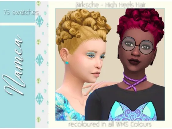 Maxis Match Birksches High Heels hair in all of WMS colours by namea - The Sims 4 Custom Content