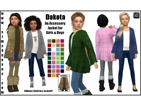 Alpha Dakota An Accessory Jacket for Girls Boys by simsfinds - The Sims 4 Custom Content