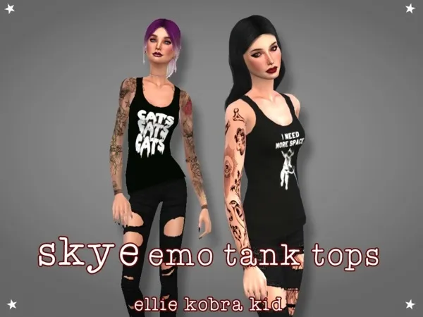 Alpha Skye Emo Tank Tops - The Sims 4 Custom Content