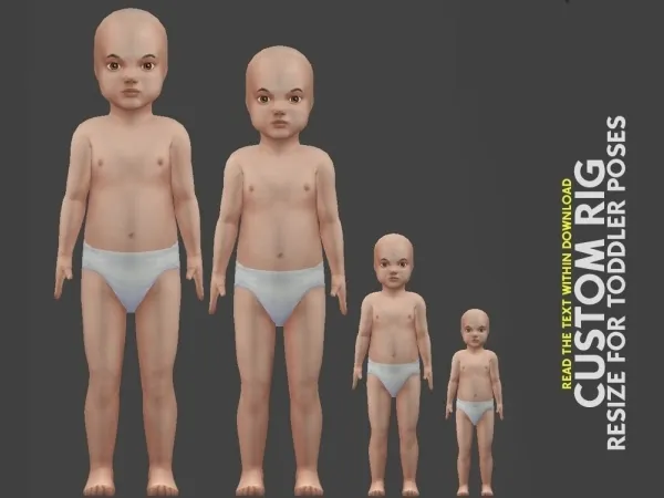 Alpha CUSTOM RIG RESIZE FOR TODDLER POSES - The Sims 4 Custom Content