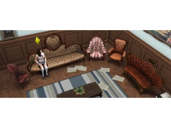 Maxis Match Alice Madness Returns Chairs and Sofas by biguglyhag - The Sims 4 Custom Content