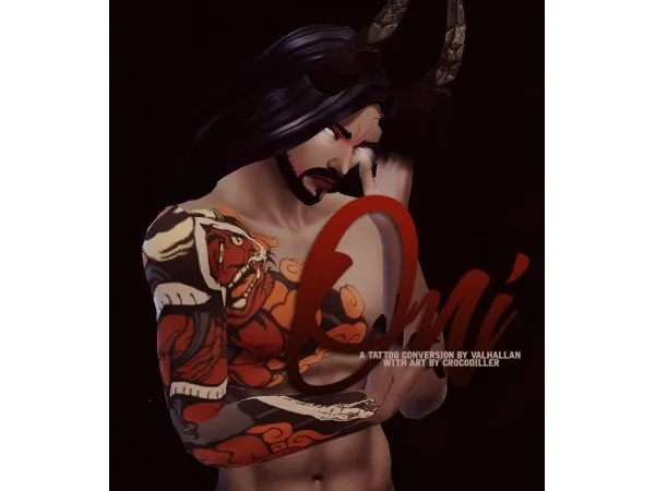 Mix Oni an Overwatch Hanzo tattoo conversion by Valhallan - The Sims 4 Custom Content