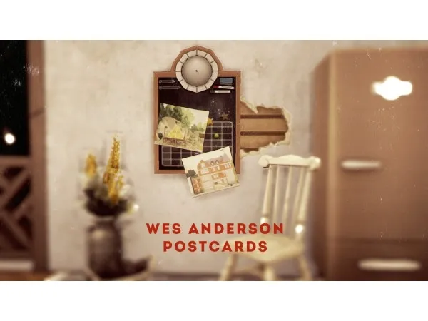 Maxis Match Wes Anderson Postcards by vvildhoneypie - The Sims 4 Custom Content