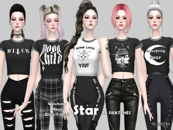 Alpha STAR Witch Girly T Shirt - The Sims 4 Custom Content
