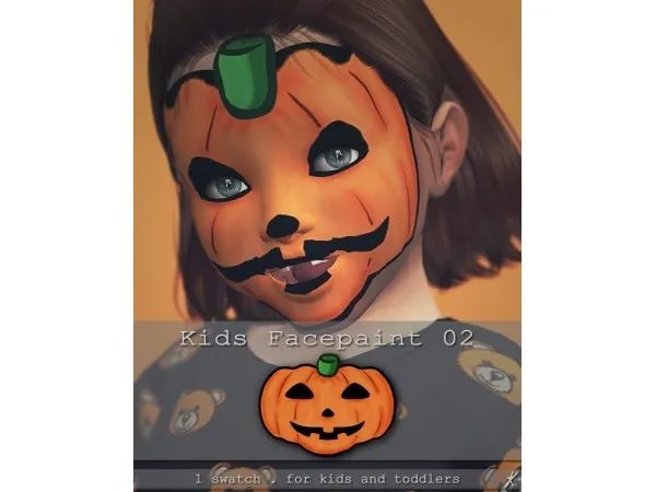 Alpha Kids facepaint 02 (Simblreen 2018) by quirkykyimu - The Sims 4 Custom Content