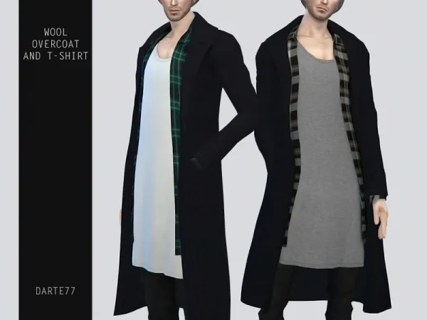 Alpha Wool Overcoat and T Shirt by darte77 - The Sims 4 Custom Content