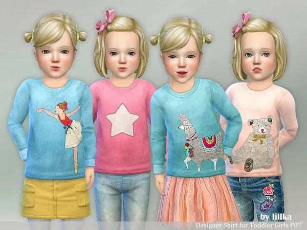 Alpha Designer Shirt for Toddler Girls P07 - The Sims 4 Custom Content