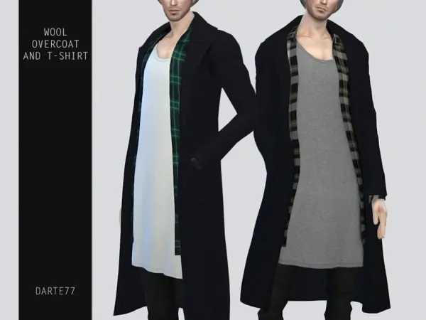 Alpha Darte77 Wool Overcoat and T Shirt - The Sims 4 Custom Content