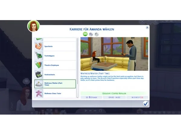 Mix Waiter Career (Part Time) by Marduc_Plays - The Sims 4 Custom Content