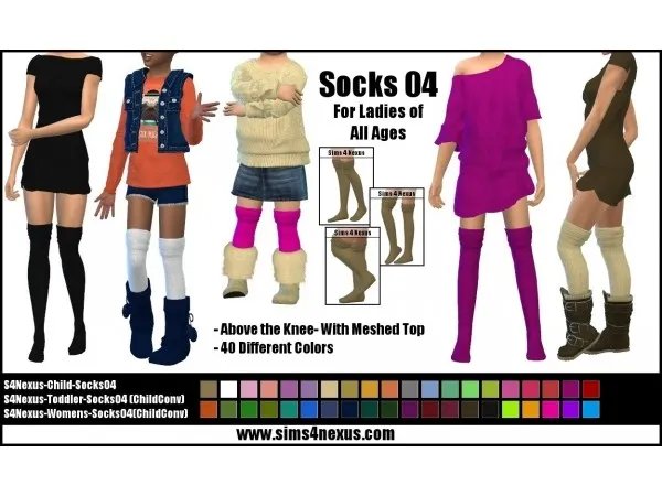 Alpha Socks 04 For ladies of All Ages by sims4nexus - The Sims 4 Custom Content