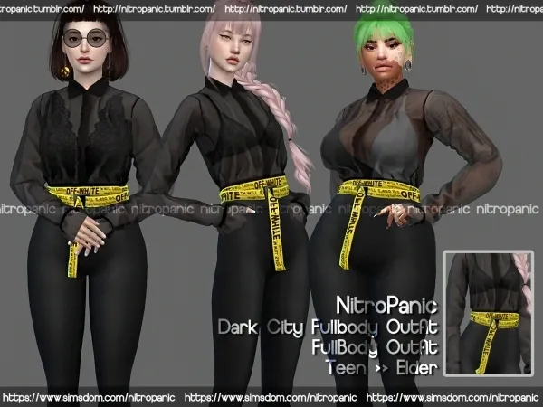 Alpha Dark City FullBody Outfit - The Sims 4 Custom Content