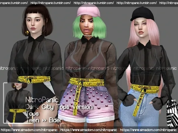 Alpha Dark City Tops Only Version by nitropanic - The Sims 4 Custom Content