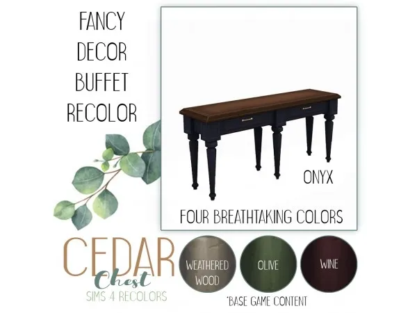 Maxis Match Fancy Decor Buffet Table cedar chest by the - The Sims 4 Custom Content