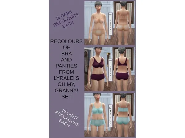 Maxis Match Oh My Granny Underwear Set Recolours by Lyralei - The Sims 4 Custom Content