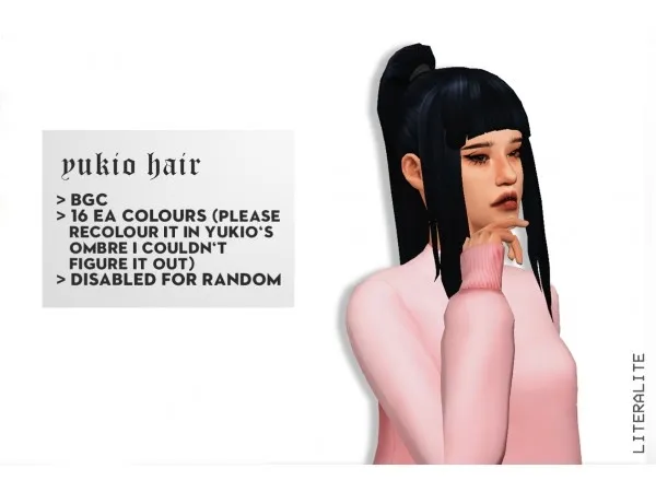 Maxis Match Yukio hair by literalite - The Sims 4 Custom Content