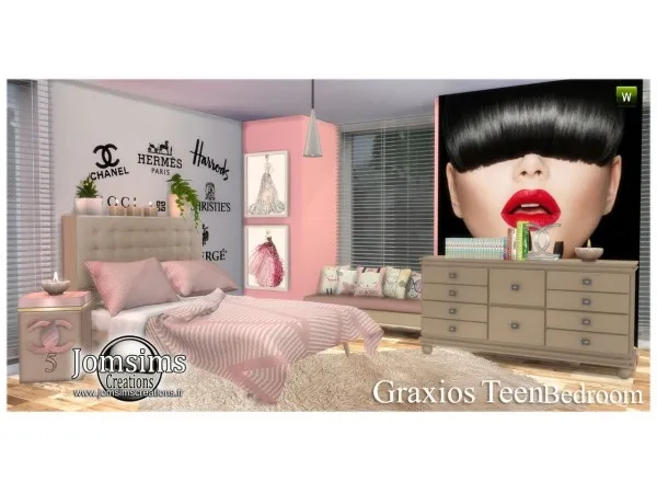 Alpha Graxios teen bedroom by jomsims - The Sims 4 Custom Content