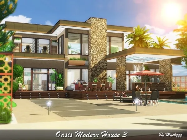 Alpha Oasis Modern House 3 - The Sims 4 Custom Content